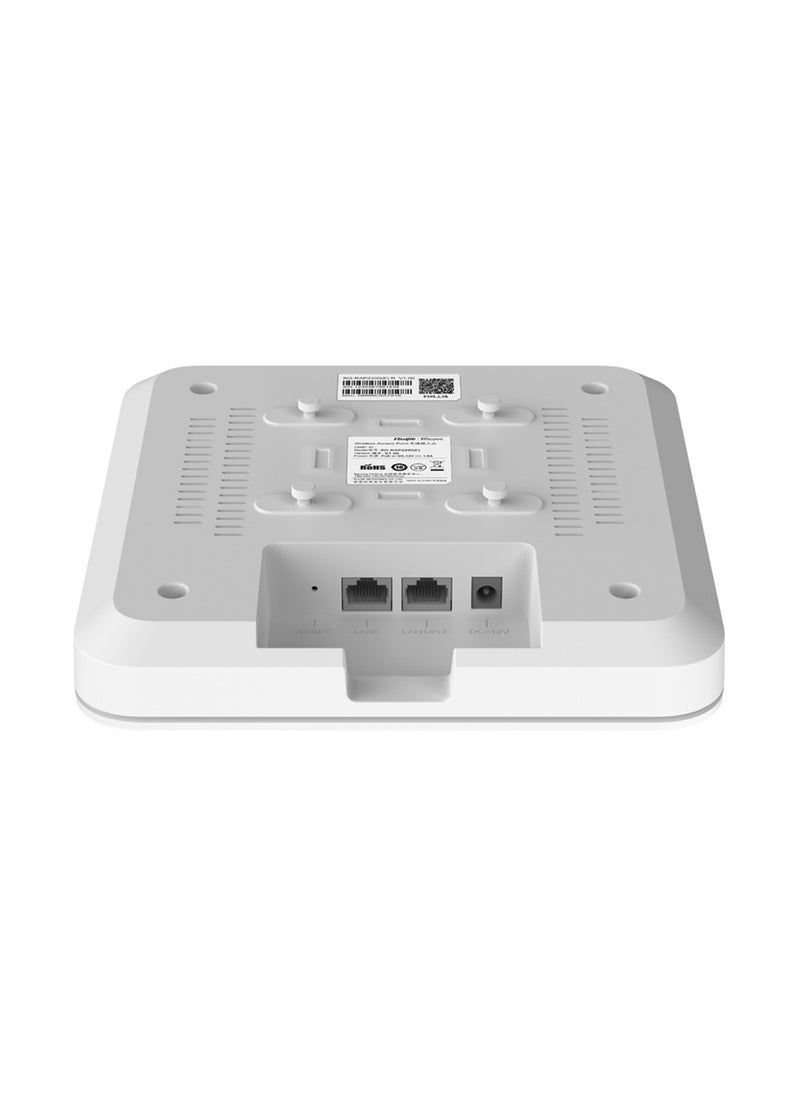 Ruijie - rUIJIE Reyee RG-RAP2200(F) - AC1300 Dual Band Ceiling Mount Access Point, 867Mbps at 5GHz + 400Mbps at 2.4GHz, 2 10/100base-t Ethernet uplink port, Internal AntennaS - Image 1