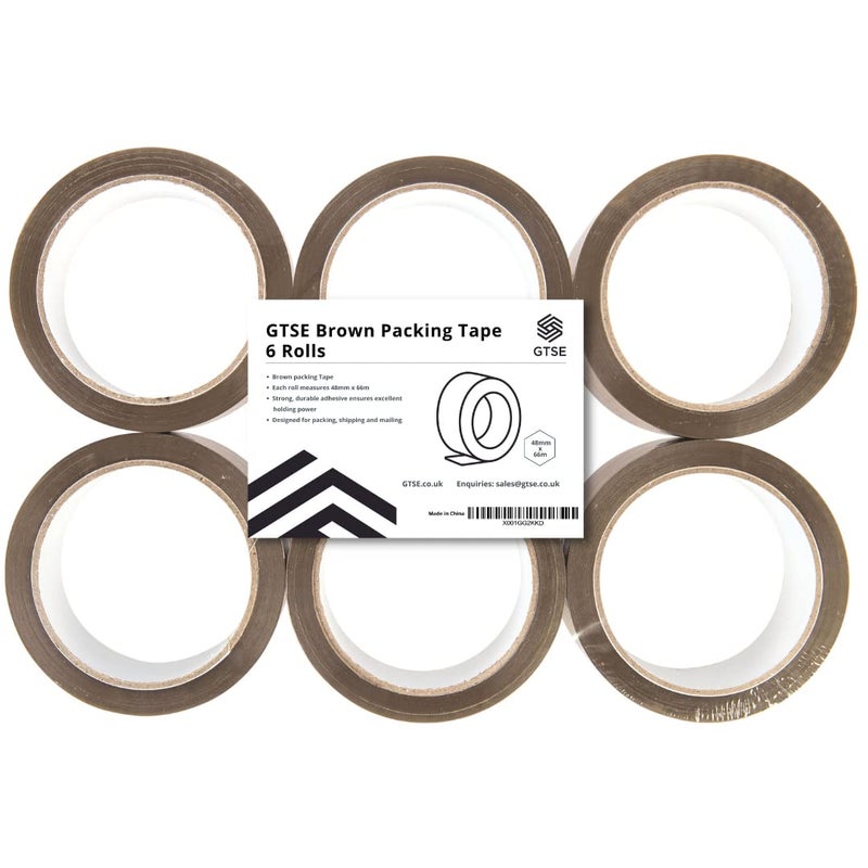 GTSE Brown Packaging Tape, 1.88 inches x 72 Yards, Heavy Duty Shipping Tape for Packing, Moving, Office Use, 6 Rolls - Image 2