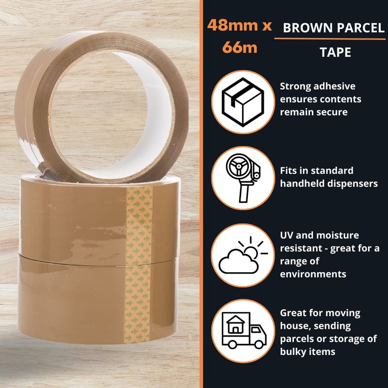 GTSE Brown Packaging Tape, 1.88 inches x 72 Yards, Heavy Duty Shipping Tape for Packing, Moving, Office Use, 6 Rolls - Image 4