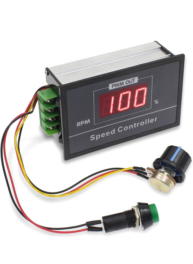 PWM DC Motor Speed Controller 6-60V, 30A with Digital Display, Stepless Speed Regulation, Start/Stop Switch for 6V, 9V, 12V, 18V, 24V, 36V, 48V Motors. - Image 1