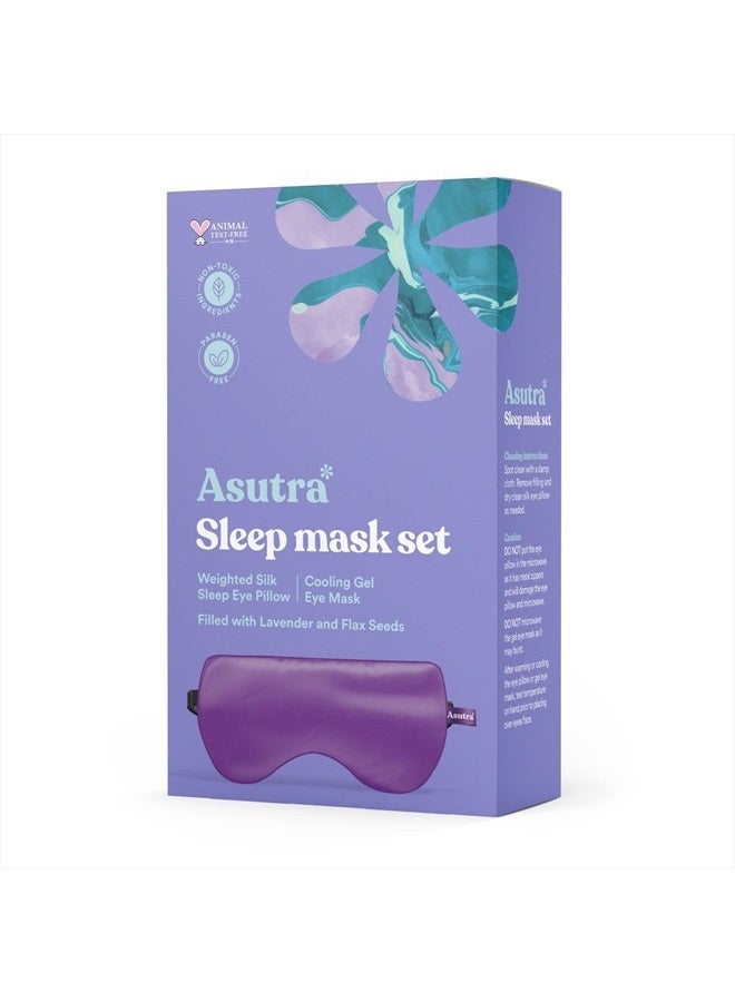Asutra Silk Eye Pillow, Purple Box Set | Filled w/Lavender & Flax Seeds | Weighted | Meditation & Light Blocking Blindfold - Image 1