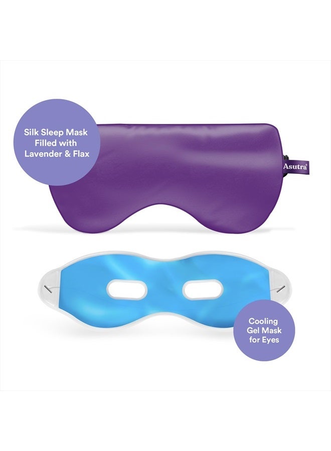 Asutra Silk Eye Pillow, Purple Box Set | Filled w/Lavender & Flax Seeds | Weighted | Meditation & Light Blocking Blindfold - Image 3