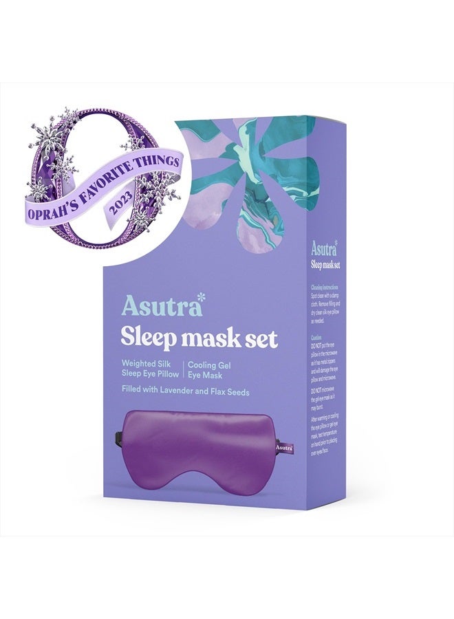 Asutra Silk Eye Pillow, Purple Box Set | Filled w/Lavender & Flax Seeds | Weighted | Meditation & Light Blocking Blindfold - Image 2