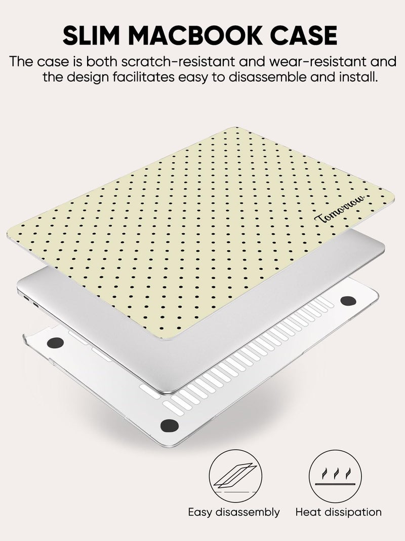 Seorsok Compatible with MacBook Air 13 Inch Case 2022 2021 2020-2018 Release A1932 A2179 M1 A2337 Touch ID,Premium Cream Textured Black Polka Dot Plastic Hard Shell Case with Keyboard Cover,Khaki - Image 5