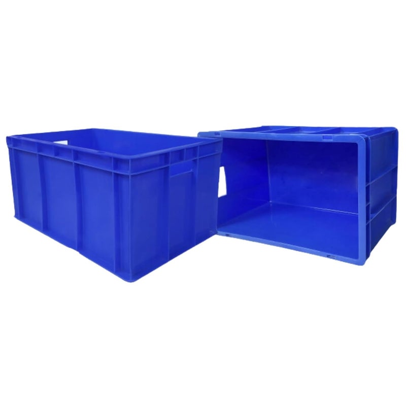 SINGHAL Multipurpose Storage Crates 500 x 325 x 250 MM Heavy Duty Big Blue Portable Plastic Crate Shelf Basket Storage Bin for Vegetable Fruit Milk Pack of 2