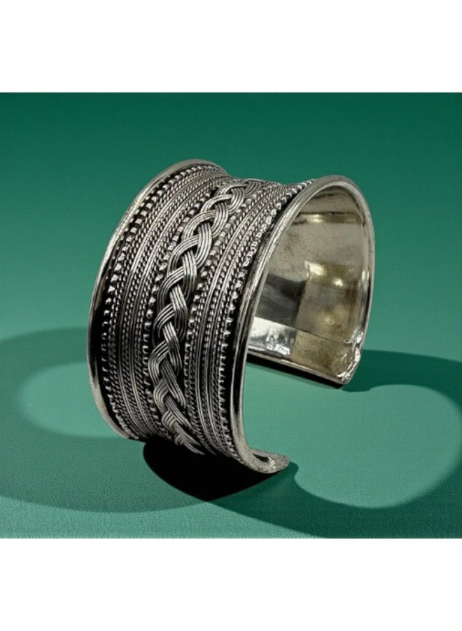 Pretty Precious Classic Kada Bracelet with Oxidized Silver Plating | Traditional Boho Handcrafted Bangle for Women & Girls - Image 3