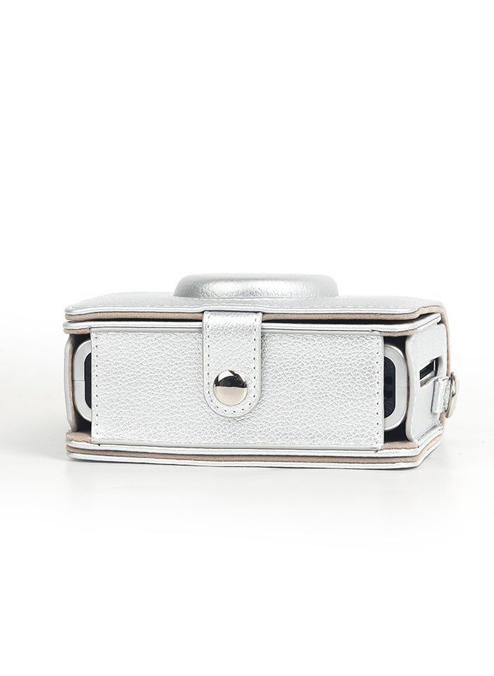 Generic - Camera Housing for Fujifilm Mini EVO, Compatible Cameras, with Silver Litchi Texture Horizontal Adjustable Strap (Silver) - Image 1