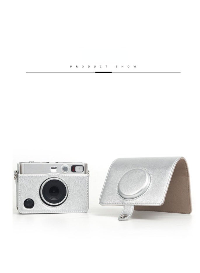 Generic - Camera Housing for Fujifilm Mini EVO, Compatible Cameras, with Silver Litchi Texture Horizontal Adjustable Strap (Silver) - Image 1