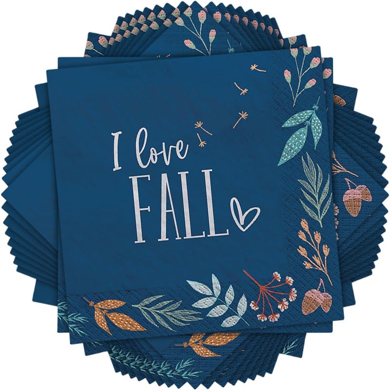 Amscan Multicolor Fall Gather Paper Napkins (Pack of 40) - Perfect for Autumn  Thanksgiving & Fall Events  6.5"" x 6.5""