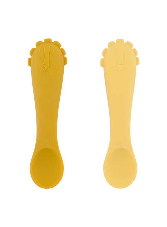 Trixie First Baby Silicone Feeding Spoon - Pack of 2 - Mr. Lion - Image 1