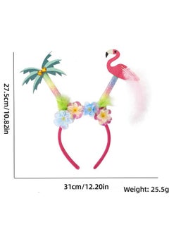 HOXIEYA Summer Headband Flamingo Hair Band Tropical Hairband for Women and Girls Cute Flamingo Palm Tree Design Hair Accessories Hawaii Birthday Party Decoration (palm+flamingo)  - Image 2