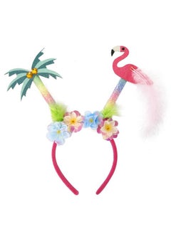 HOXIEYA Summer Headband Flamingo Hair Band Tropical Hairband for Women and Girls Cute Flamingo Palm Tree Design Hair Accessories Hawaii Birthday Party Decoration (palm+flamingo)  - Image 1