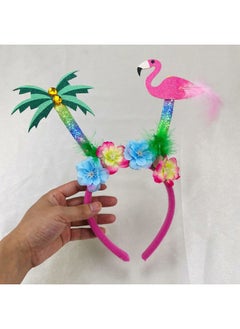 HOXIEYA Summer Headband Flamingo Hair Band Tropical Hairband for Women and Girls Cute Flamingo Palm Tree Design Hair Accessories Hawaii Birthday Party Decoration (palm+flamingo)  - Image 3