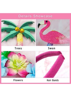 HOXIEYA Summer Headband Flamingo Hair Band Tropical Hairband for Women and Girls Cute Flamingo Palm Tree Design Hair Accessories Hawaii Birthday Party Decoration (palm+flamingo)  - Image 4