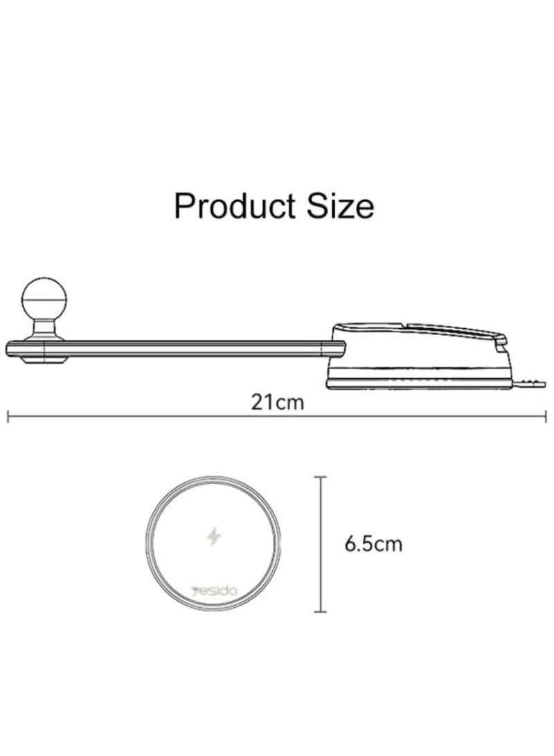 ELTRAZONE Semiconductor Cooling 15W Magnetic Wireless Charging Car Holder | Dual Ambient Lighting, Vacuum Nano Suction Cup, Flexible Aluminum Bracket (Black) - Image 3