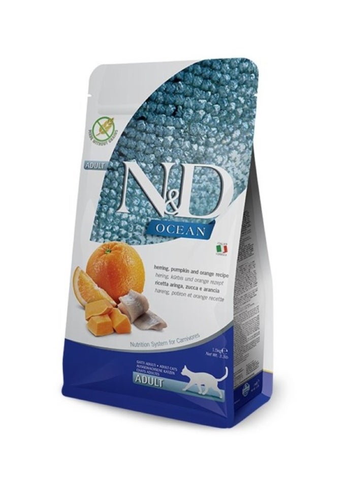 Farmina - Farmina n&d Ocean Herring , pumpkin, Orange Adult cat 1.5Kg - Image 1