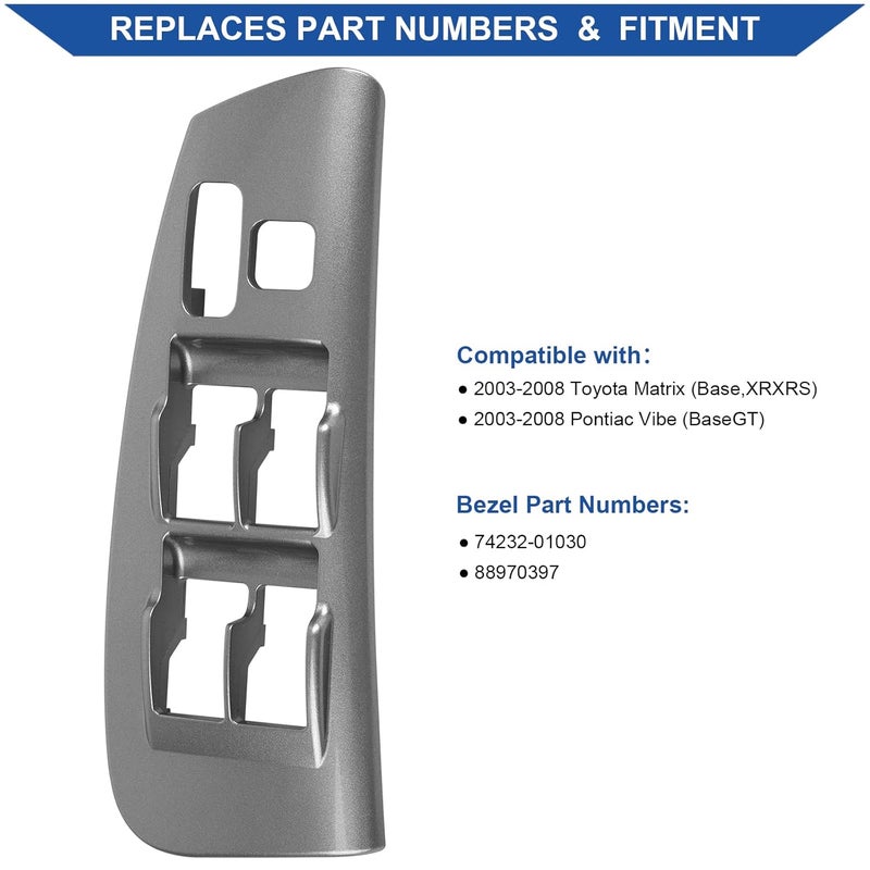 Obaee Driver Side Window Switch Panel Bezel for Toyota Matrix & Pontiac Vibe - Image 2