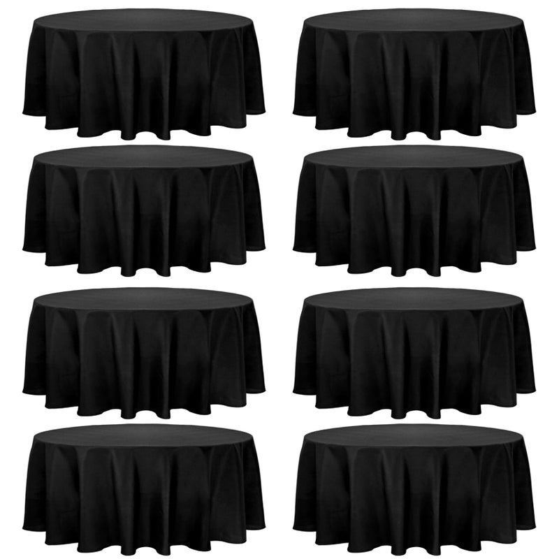 Fivenl 8 Pack Round Tablecloth 90 Inch Round Table Covers Bulk Washable Polyester Fabric Round Table Clothes for Wedding Party Reception Banquet Buffet Restaurant (Black, 90 Inch) - Image 1
