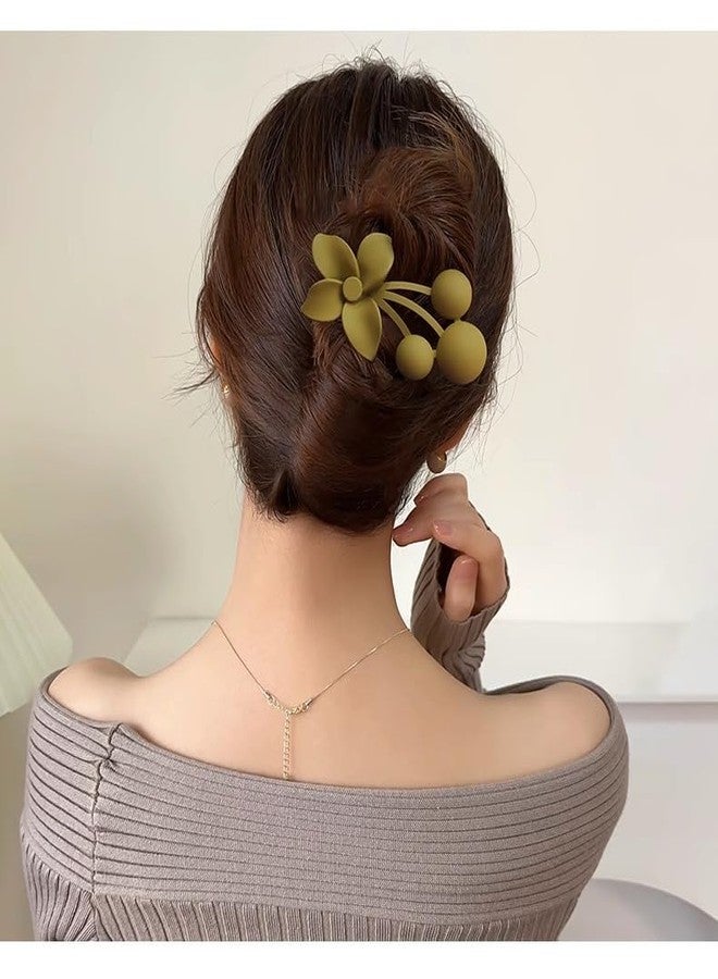 DHANABAPA Big Flower Juda/Bun Hair Clips, Matte floral Hair Accessories for Thick Wavy Hair, Hair Claw Back Clip Girls Accessories, Flower Hair Clips Matte Floral Hair Claw Clips - 4 Pcs, Multicolor. - Image 3