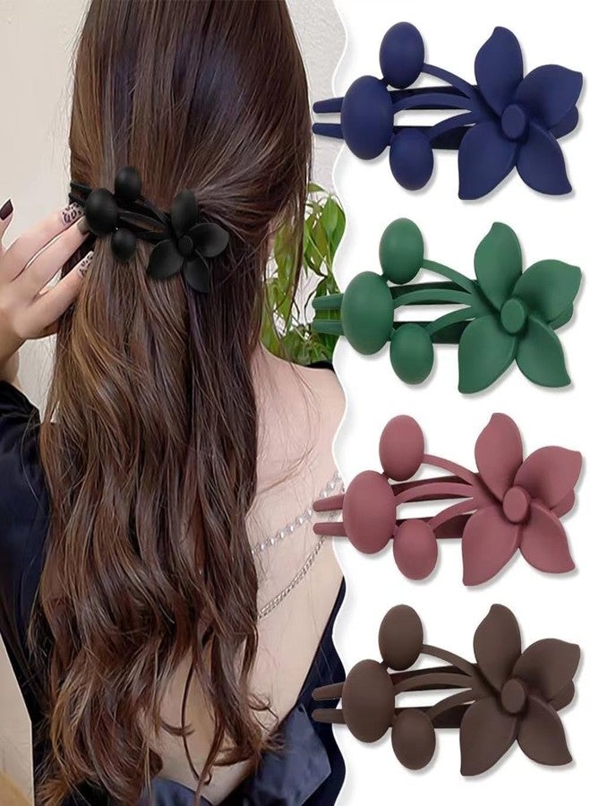 DHANABAPA Big Flower Juda/Bun Hair Clips, Matte floral Hair Accessories for Thick Wavy Hair, Hair Claw Back Clip Girls Accessories, Flower Hair Clips Matte Floral Hair Claw Clips - 4 Pcs, Multicolor. - Image 1