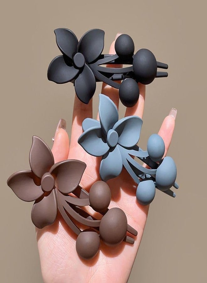 DHANABAPA Big Flower Juda/Bun Hair Clips, Matte floral Hair Accessories for Thick Wavy Hair, Hair Claw Back Clip Girls Accessories, Flower Hair Clips Matte Floral Hair Claw Clips - 4 Pcs, Multicolor. - Image 4