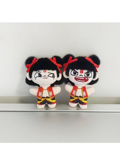 Nezha Devil Boy Sea Plush Pendant Cute Nezha Doll Keychain Couple Bag Hanging Plush Toy-Specifications:Squinting-Color:Bead Chain