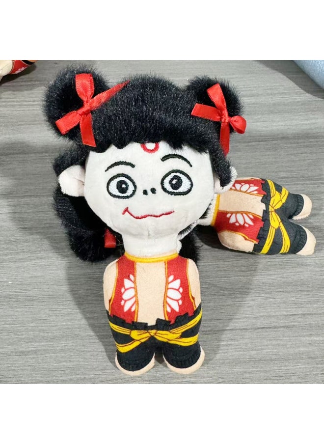 Nezha Devil Boy Sea Plush Pendant Cute Nezha Doll Keychain Couple Bag Hanging Plush Toy-Specifications:Squinting-Color:Bead Chain
