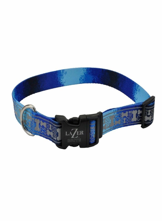 Coastal Pet - Lazer Brite - Patterned Collar, Blue Multi Bone, 1" x 18"-26" - Image 1