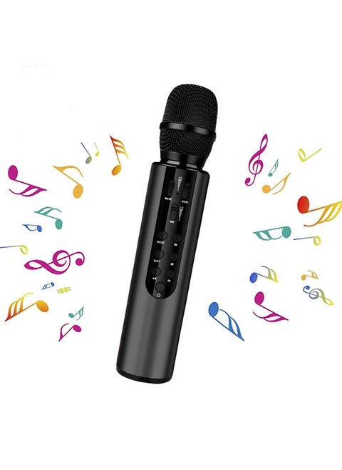 Multifunction Portable 2-in-1 Bluetooth Karaoke Microphone & Speaker, with Vocal Reverb, 2000mAh, K3, Black