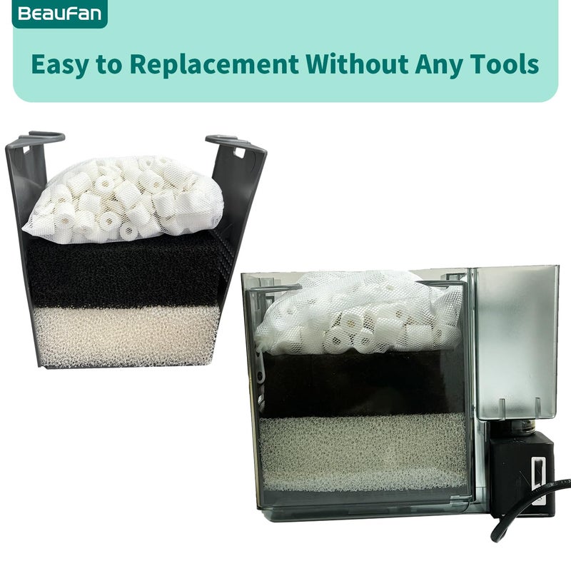 beaufan 4 Set of Three-Stage Filtration Tank Filter Maintenance Kit, Replacement for AquaClear 70 Power Filter, Fish Tank Filter for 40- to 70-Gallon Aquariums - Image 4