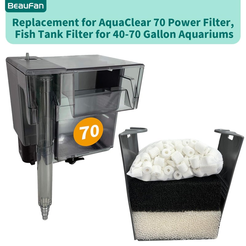 beaufan 4 Set of Three-Stage Filtration Tank Filter Maintenance Kit, Replacement for AquaClear 70 Power Filter, Fish Tank Filter for 40- to 70-Gallon Aquariums - Image 2