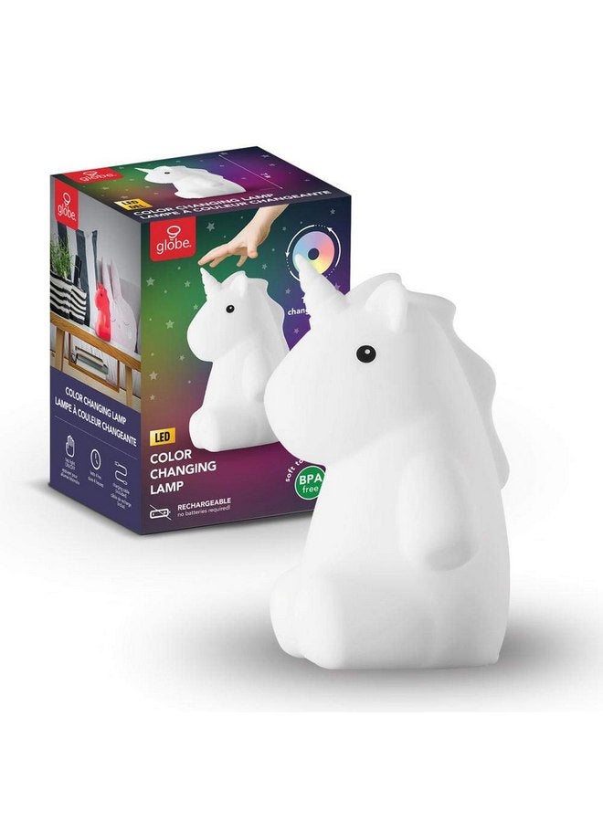 Globe Adorable Multicolor Changing Integrated LED Rechargeable Silicone Night Light for Baby and Kids Rooms (Rylie The Unicorn) - Image 1