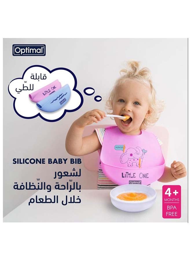 Optimal Silicone Easy-Clean Baby Bib - Pink - Image 4