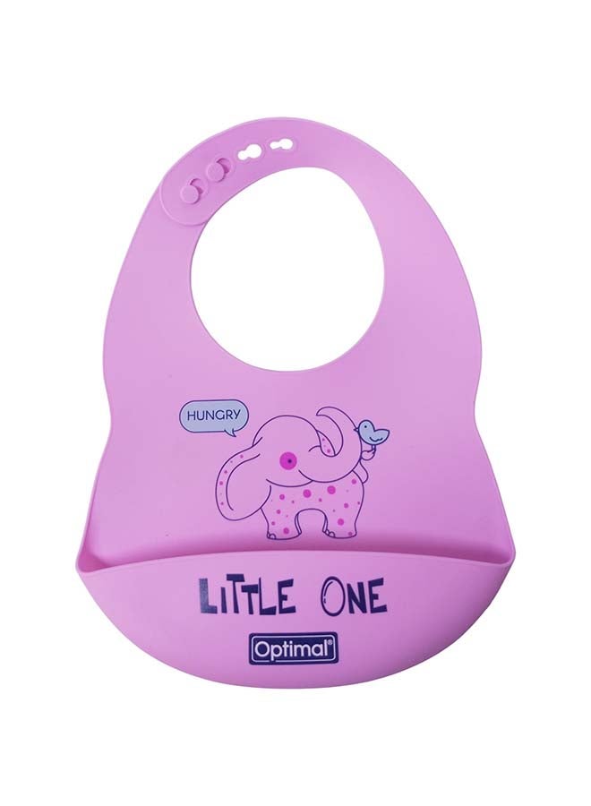 Optimal Silicone Easy-Clean Baby Bib - Pink - Image 1