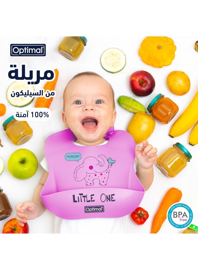 Optimal Silicone Easy-Clean Baby Bib - Pink - Image 5
