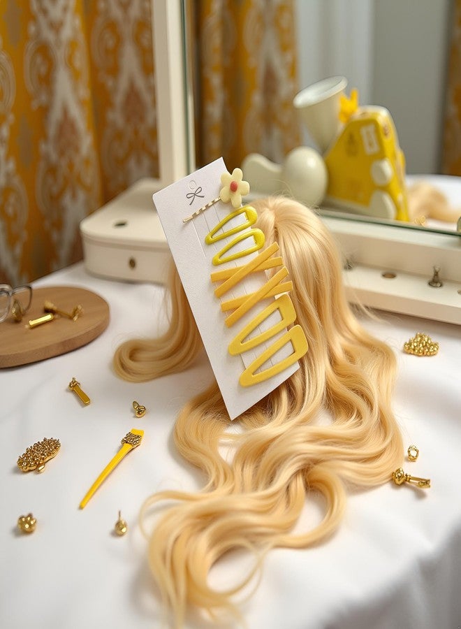 SquarezhenBo 7Pcs Yellow Sweet Flower Women Girl Barrette Bobby Pin Hairpin Hair Clips Decoration Elegant Gold Gifts Hair Clips Clips and Barrettes Hair Accessories - Image 5