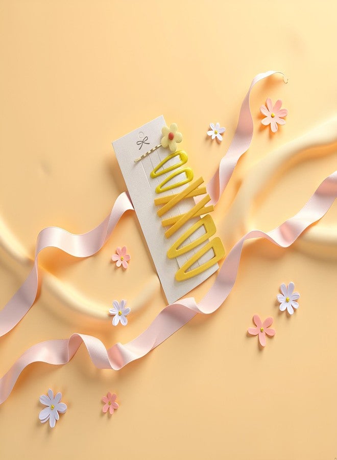 SquarezhenBo 7Pcs Yellow Sweet Flower Women Girl Barrette Bobby Pin Hairpin Hair Clips Decoration Elegant Gold Gifts Hair Clips Clips and Barrettes Hair Accessories - Image 3