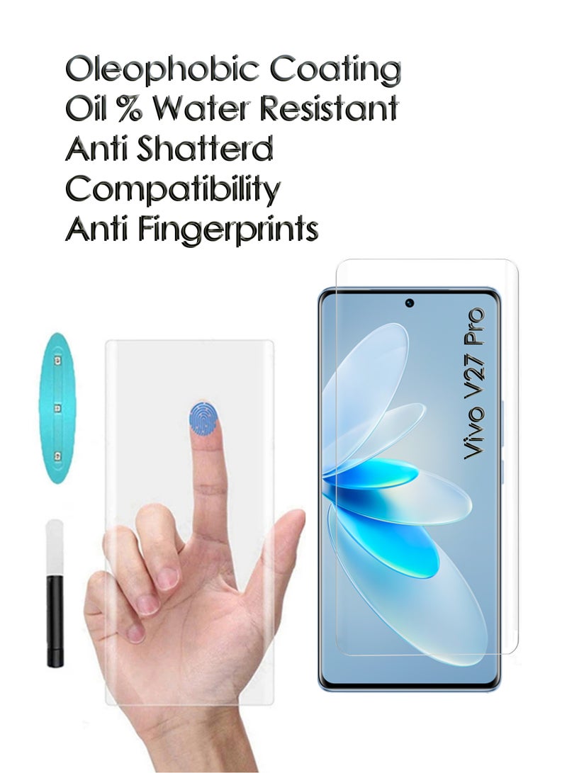 Vivo V27 Pro - UV Liquid Glue Full Curved Coverage Tempered Glass Screen Protector