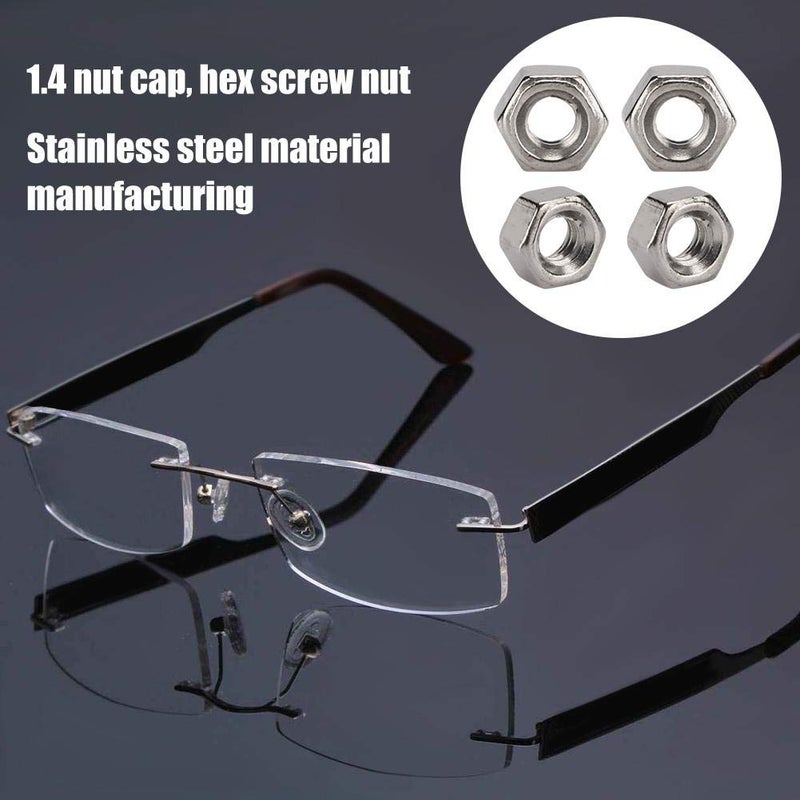 klarako 300 Pairs Rimless Glasses Screw, Hex Nuts 1.4 Nut Cap Eyeglasses Repairing Parts, Stainless Steel Sunglass Repair Tool - Image 3