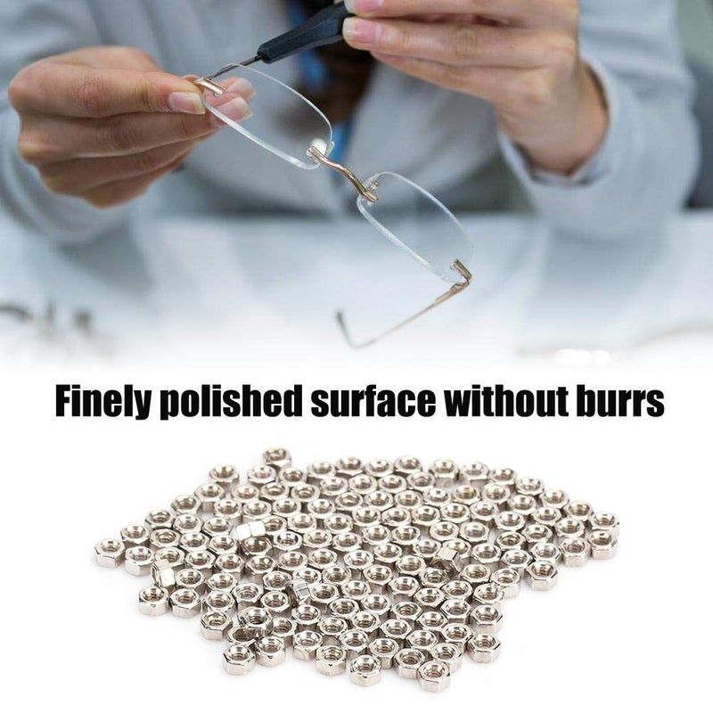 klarako 300 Pairs Rimless Glasses Screw, Hex Nuts 1.4 Nut Cap Eyeglasses Repairing Parts, Stainless Steel Sunglass Repair Tool - Image 2