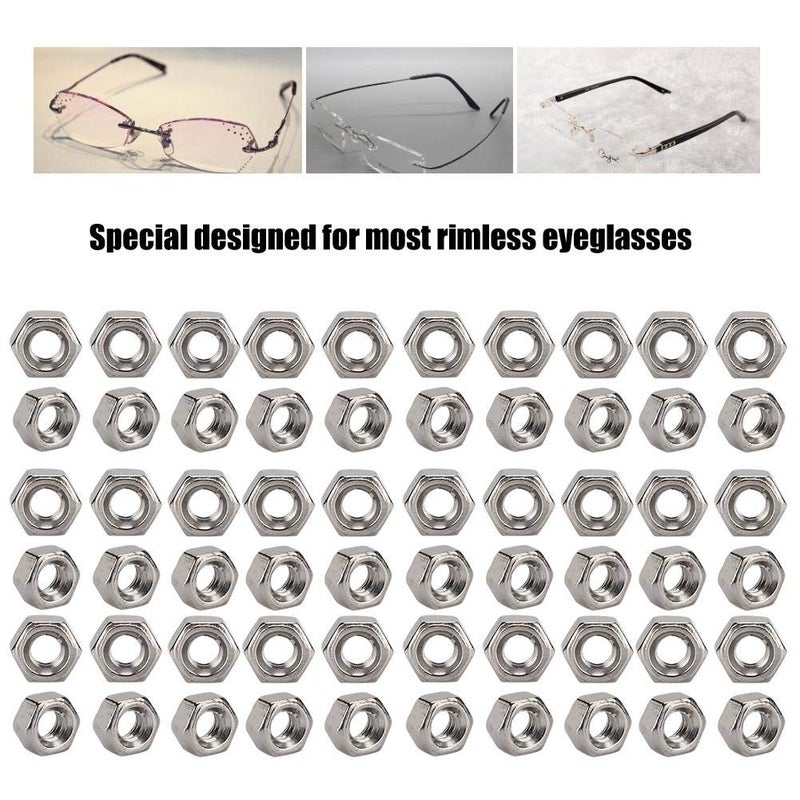 klarako 300 Pairs Rimless Glasses Screw, Hex Nuts 1.4 Nut Cap Eyeglasses Repairing Parts, Stainless Steel Sunglass Repair Tool - Image 5