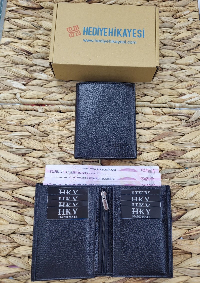 HKY Wooden Boxed Leather Personalized Men's Wallet Pen Keychain Set  - Image 3