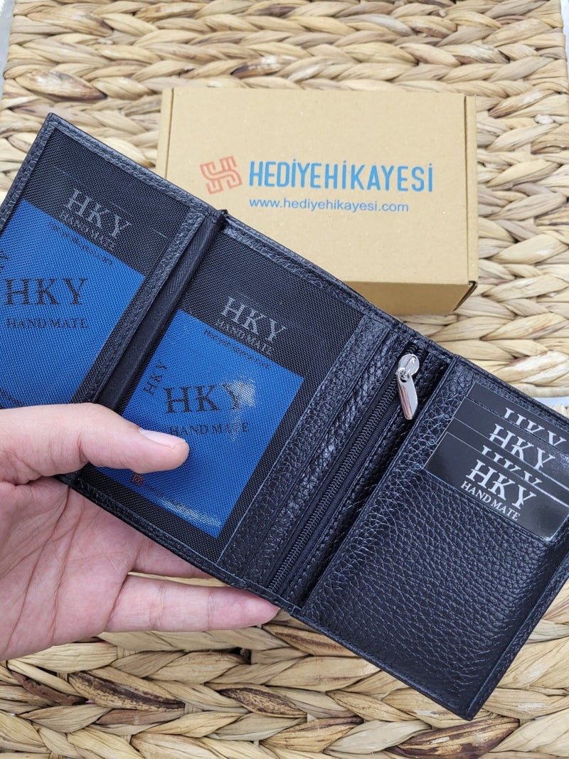 HKY Wooden Boxed Leather Personalized Men's Wallet Pen Keychain Set  - Image 5