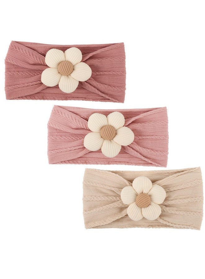 DRESHOW أربطة رأس زهور دريشو بي كيو بي أو للبنات - أربطة رأس نايلون ناعمة ومرنة - إكسسوارات شعر مصنوعة يدويًا للأطفال حديثي الولادة والرضع والأطفال - 3 قطع - Image 1