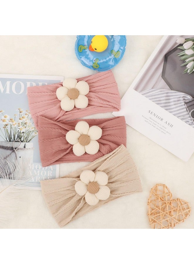 DRESHOW أربطة رأس زهور دريشو بي كيو بي أو للبنات - أربطة رأس نايلون ناعمة ومرنة - إكسسوارات شعر مصنوعة يدويًا للأطفال حديثي الولادة والرضع والأطفال - 3 قطع - Image 4