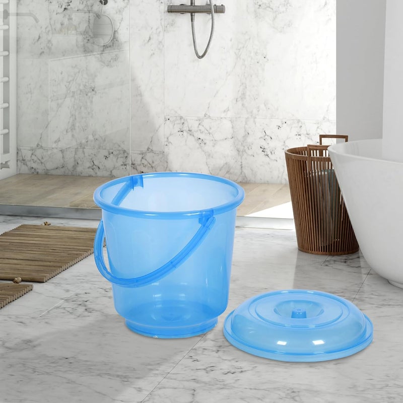 Kuber Industries Pack of 5 Bucket Bathroom Bucket Utility Bucket for Daily Use Water Storage Bucket Bathing Bucket with Handle Lid 13 LTR SUPER013 Transparent Multicolor - Image 4