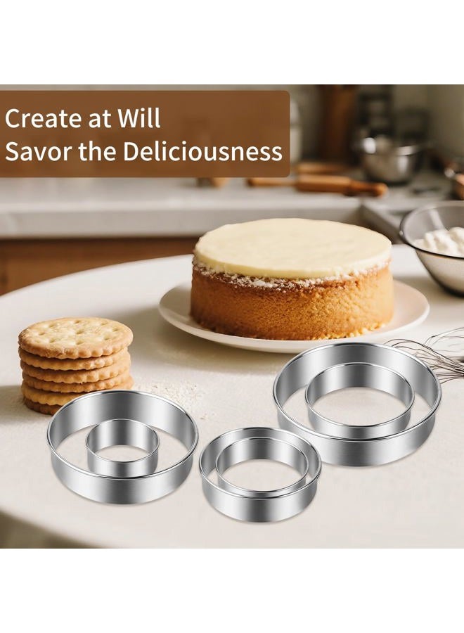 Woosuke 9Pcs Round Cookie Cutter Set - Stainless Steel Biscuit Cutters(2,3,3.5,4,5,6Inch) with 3 Firm Plastic Dough Scrapers – Large Circle Cookie Cutter for Baking Pastry, Donuts, Fondant & Brownies - Image 5