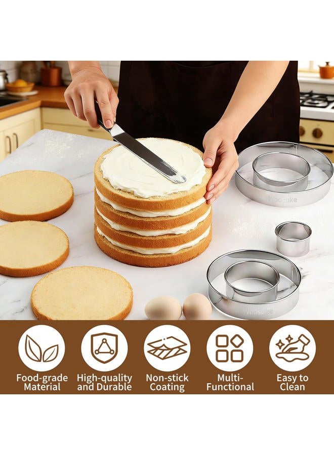 Woosuke 9Pcs Round Cookie Cutter Set - Stainless Steel Biscuit Cutters(2,3,3.5,4,5,6Inch) with 3 Firm Plastic Dough Scrapers – Large Circle Cookie Cutter for Baking Pastry, Donuts, Fondant & Brownies - Image 3