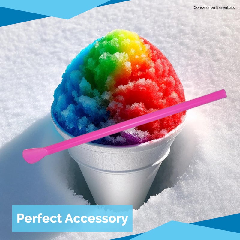 Concession Essentials 8'' Unwrapped Snow Cone Spoon Straw Assorted Bright Colors. Pack of 200ct. - Image 4