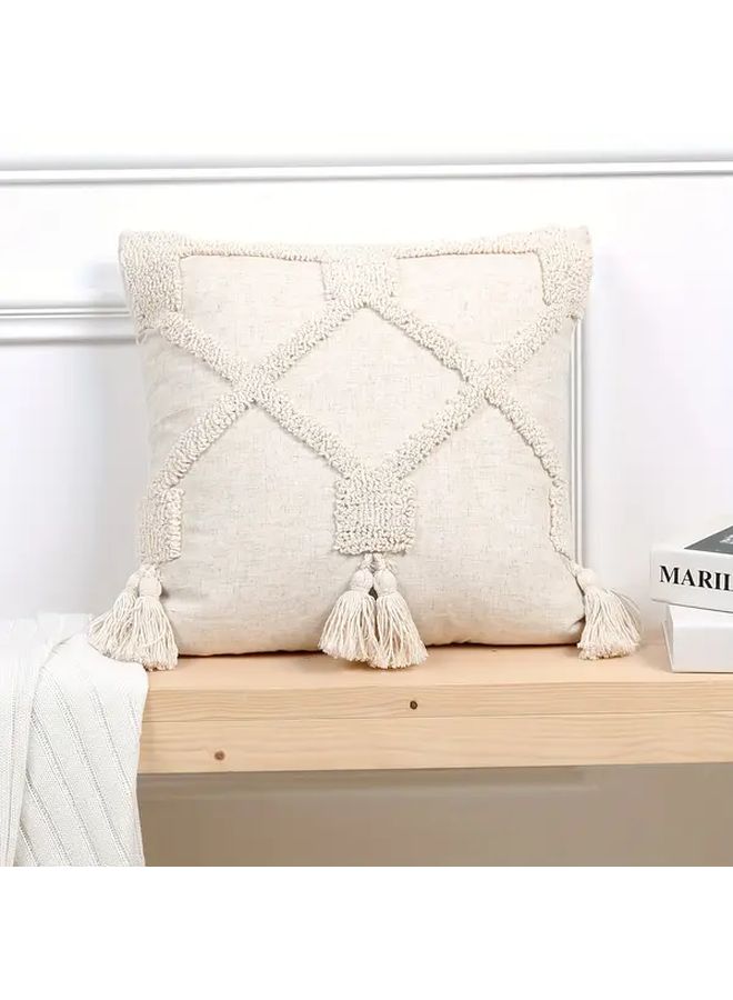12x20 Inch Geometric Tufted Throw Pillow Cover Bohemian Tassel Embroidered Decorative Cushion - Image 1
